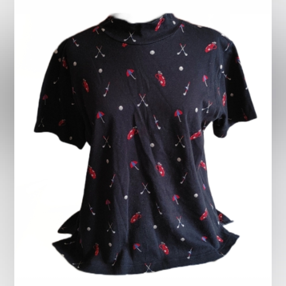 VINTAGE LIZ CLAIBORNE BLACK GOLF TOP SZ XL
